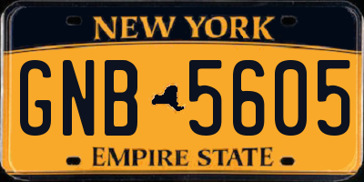 NY license plate GNB5605