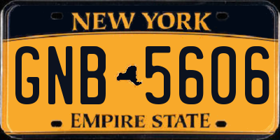 NY license plate GNB5606