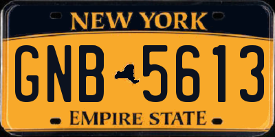 NY license plate GNB5613