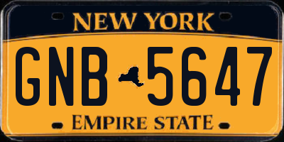 NY license plate GNB5647