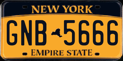 NY license plate GNB5666