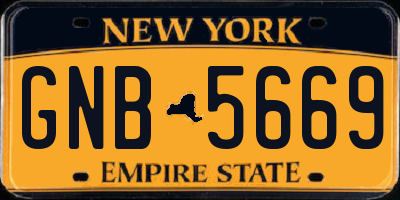 NY license plate GNB5669