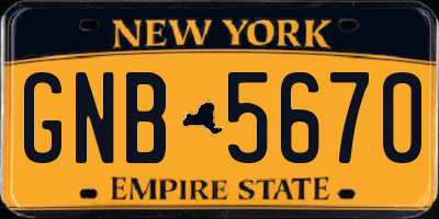NY license plate GNB5670