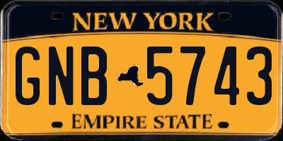 NY license plate GNB5743
