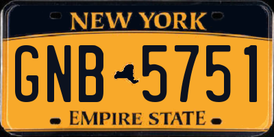 NY license plate GNB5751