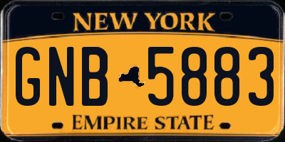 NY license plate GNB5883