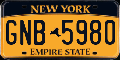 NY license plate GNB5980