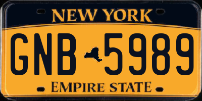 NY license plate GNB5989