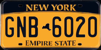 NY license plate GNB6020