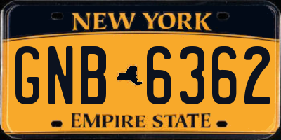 NY license plate GNB6362