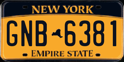NY license plate GNB6381