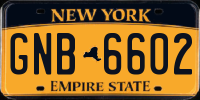 NY license plate GNB6602