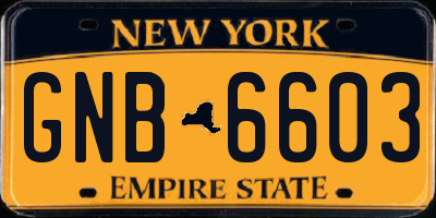 NY license plate GNB6603