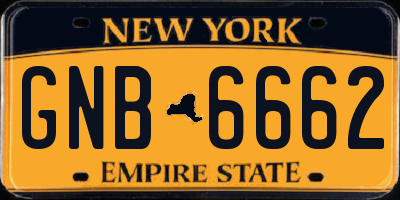 NY license plate GNB6662