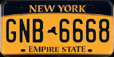 NY license plate GNB6668