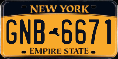 NY license plate GNB6671