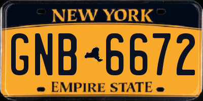 NY license plate GNB6672