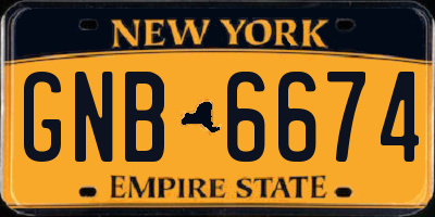 NY license plate GNB6674