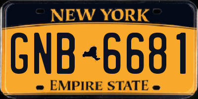 NY license plate GNB6681