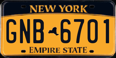 NY license plate GNB6701