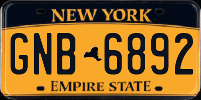 NY license plate GNB6892