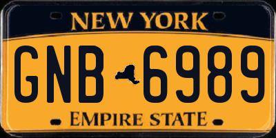 NY license plate GNB6989
