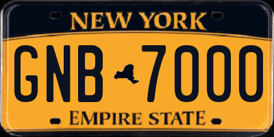 NY license plate GNB7000
