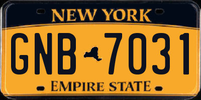 NY license plate GNB7031