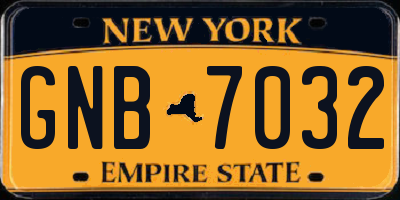 NY license plate GNB7032
