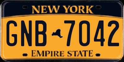 NY license plate GNB7042
