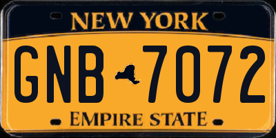 NY license plate GNB7072