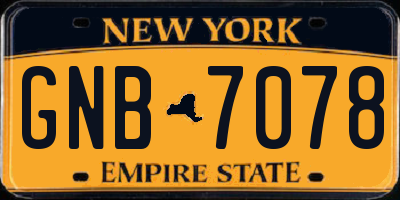NY license plate GNB7078