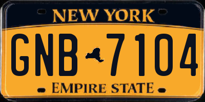NY license plate GNB7104