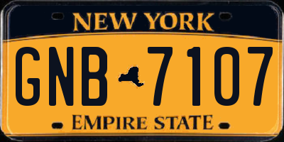 NY license plate GNB7107