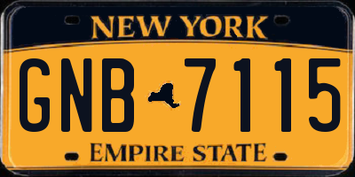 NY license plate GNB7115