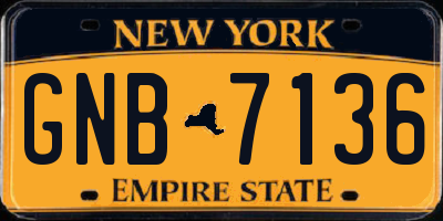 NY license plate GNB7136