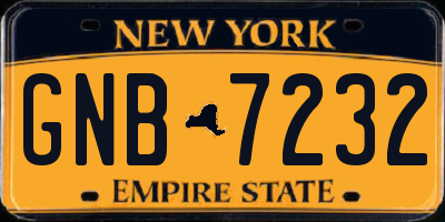 NY license plate GNB7232