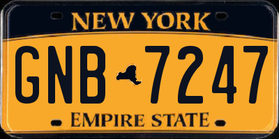 NY license plate GNB7247