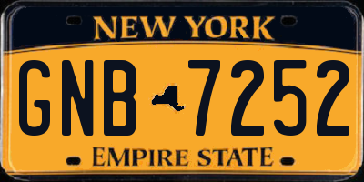 NY license plate GNB7252