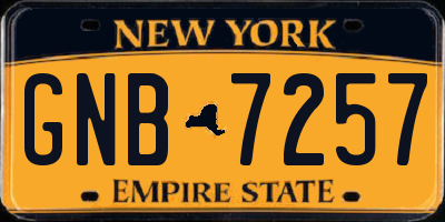 NY license plate GNB7257
