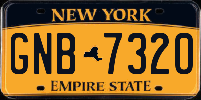 NY license plate GNB7320