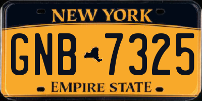 NY license plate GNB7325