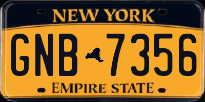 NY license plate GNB7356