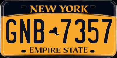 NY license plate GNB7357