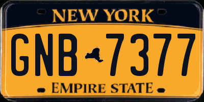 NY license plate GNB7377