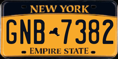 NY license plate GNB7382