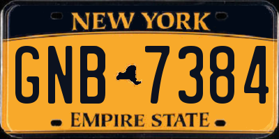 NY license plate GNB7384