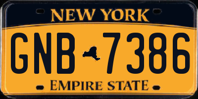 NY license plate GNB7386