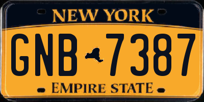 NY license plate GNB7387