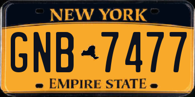 NY license plate GNB7477